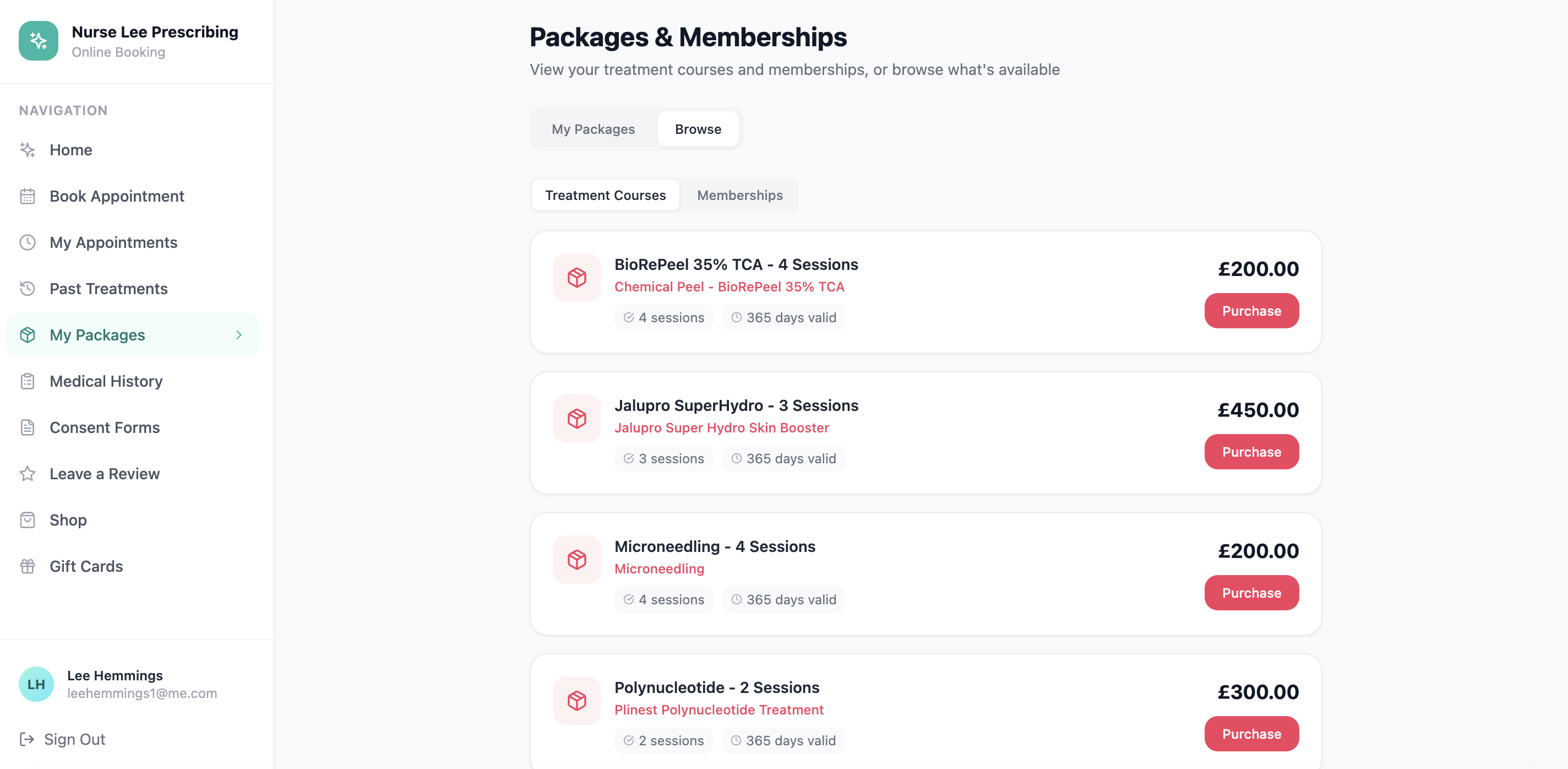 Packages & Memberships